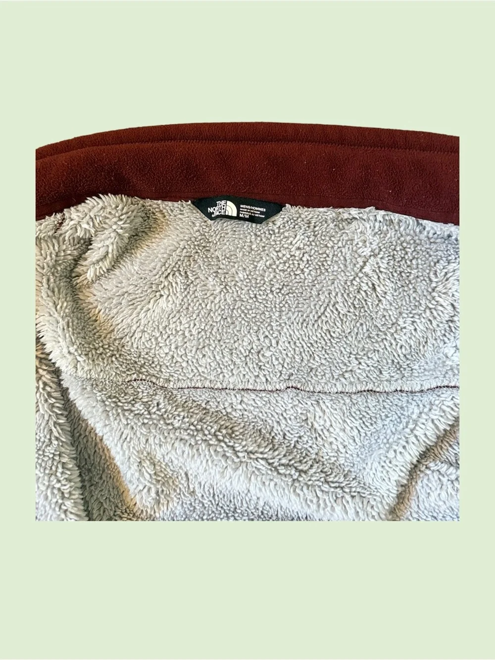 The North Face Burgundy Fleece Jacket with Gray Chest Pocket
